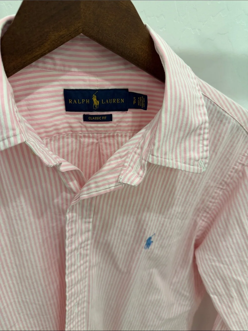 Polo by Ralph Lauren Light Pink & White Striped Button-Down Shirt